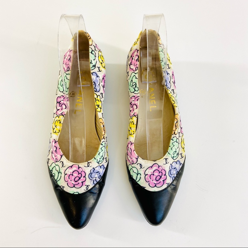 Chanel floral print flats ballerinas vintage